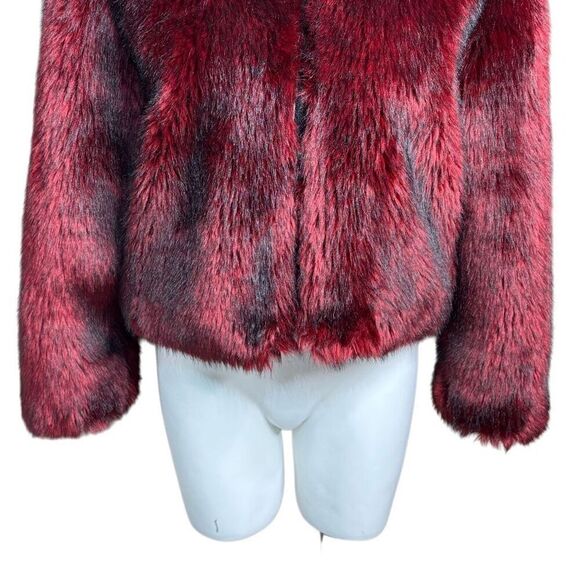 Vintage Painted Pony red and black cropped fur zip up jacket size S - Picture 3 of 10